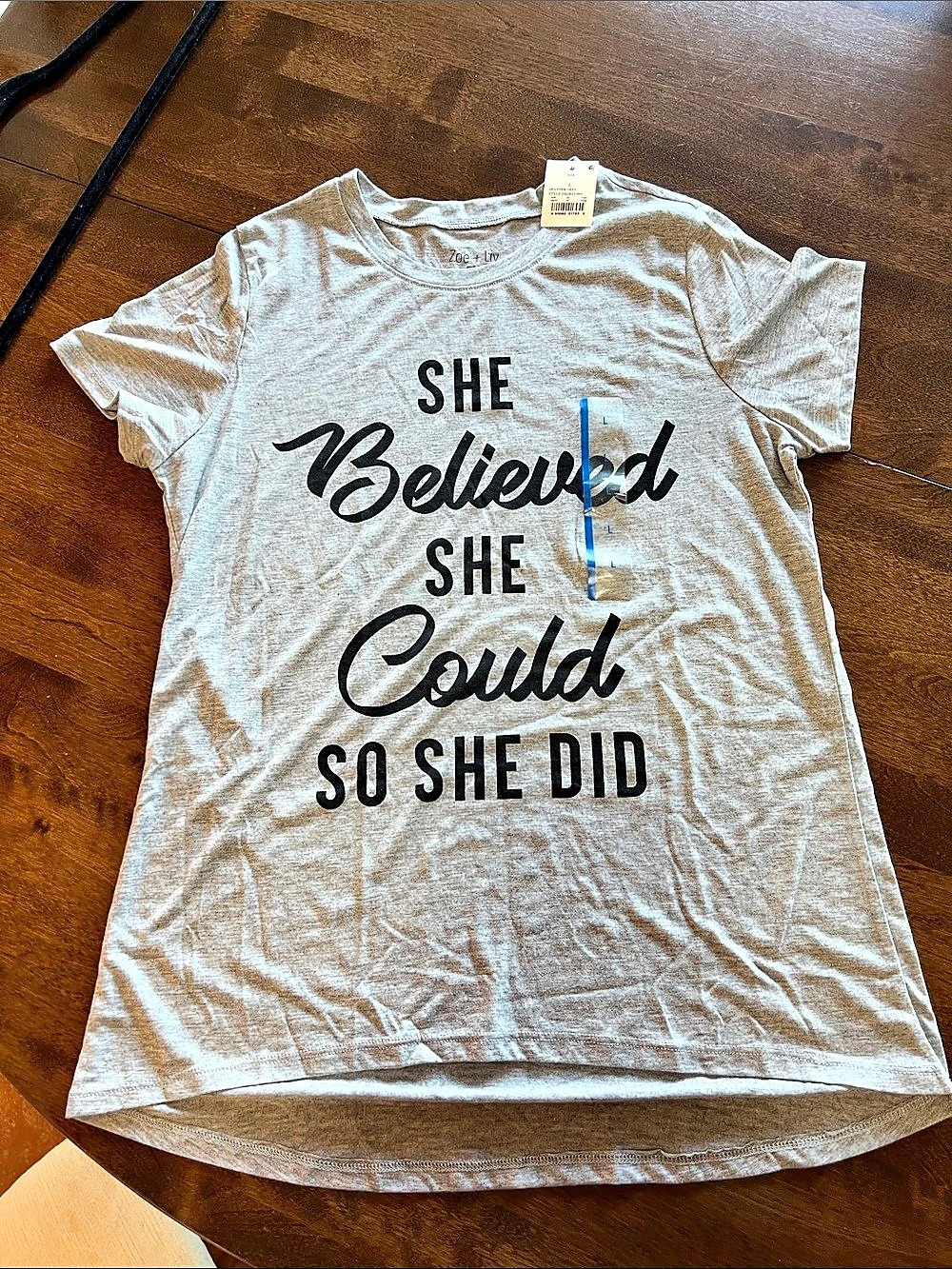 Zoe + Liv She Believed She Could So She Did Graphic Tee Graphic Tee Gray Large
